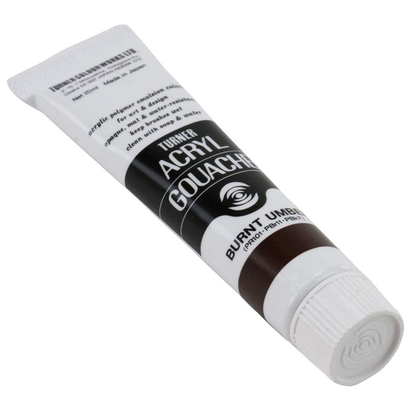 Turner Colour Works Acryl Gouache Artist Acrylic Paint - Single 20 ml Tube - Burnt Umber - Image 3